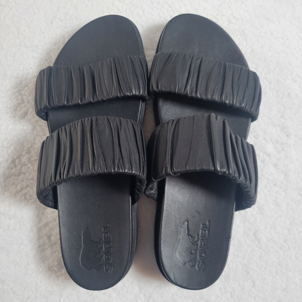 Sorel Roaming Two Strap Black Slide Sandals EUC